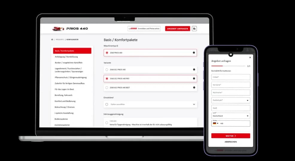 Wunsch-Maschine konfigurieren und Preise sehen